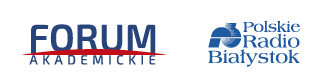Logos of the media sponsors: Forum Akademickie and Polskie Radio Białystok.